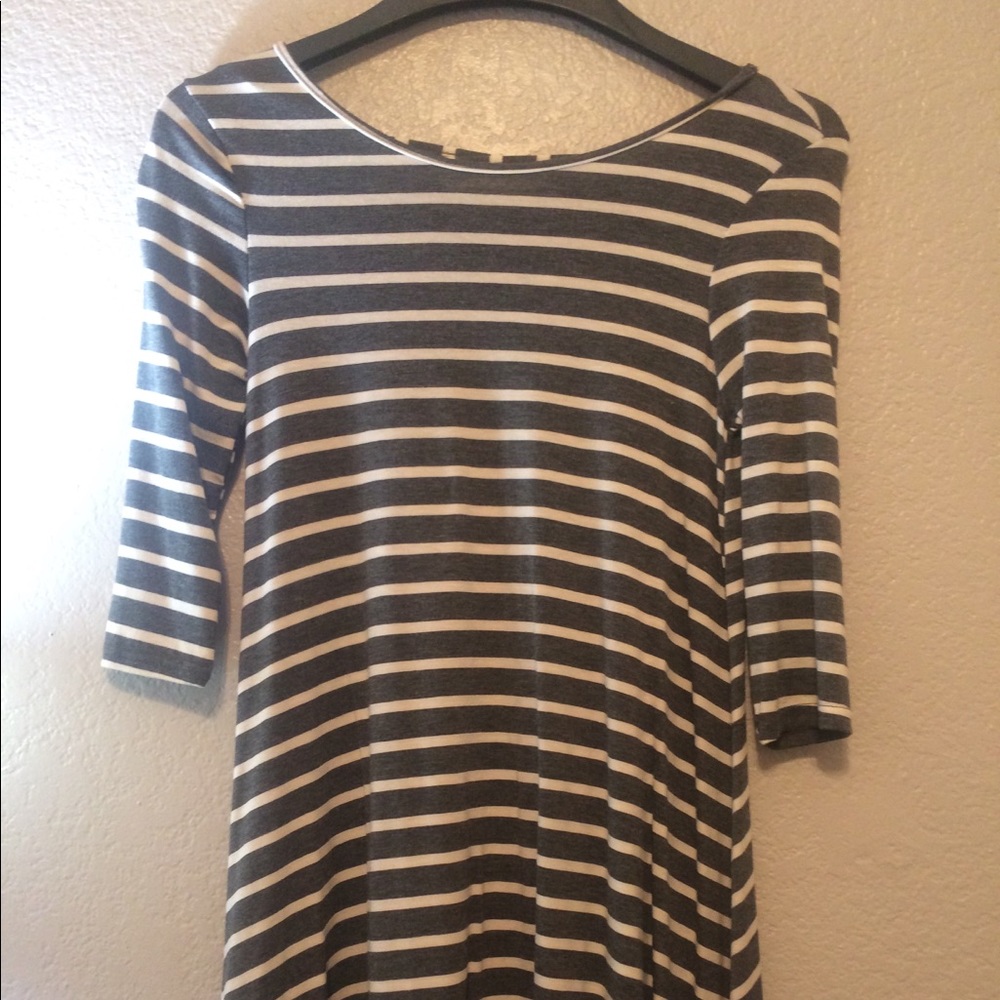 Gray and white stripped dress